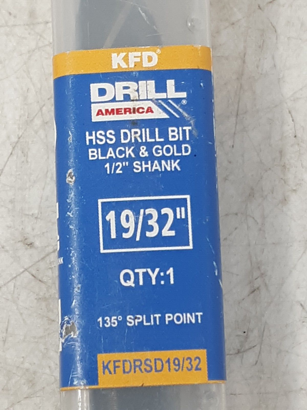 Drill America KFD 19/32" HSS Black & Gold Drill Bit 1/2" Shank KFRDSD19/32