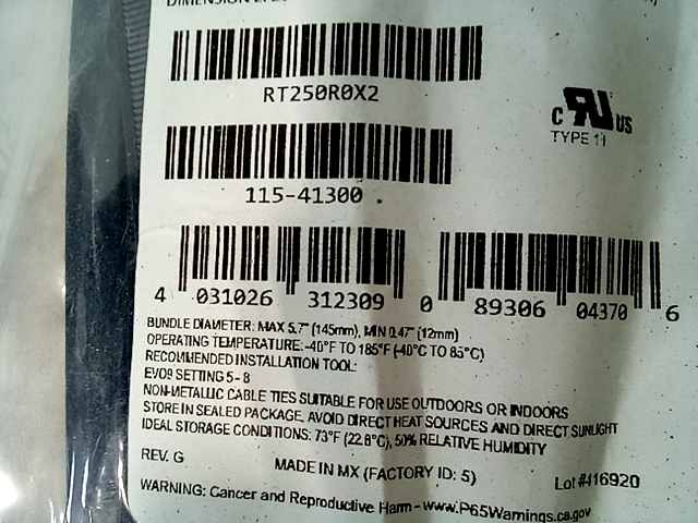 Hellermann Tyton RT250R0X2 Releasable Cable Ties 25ct