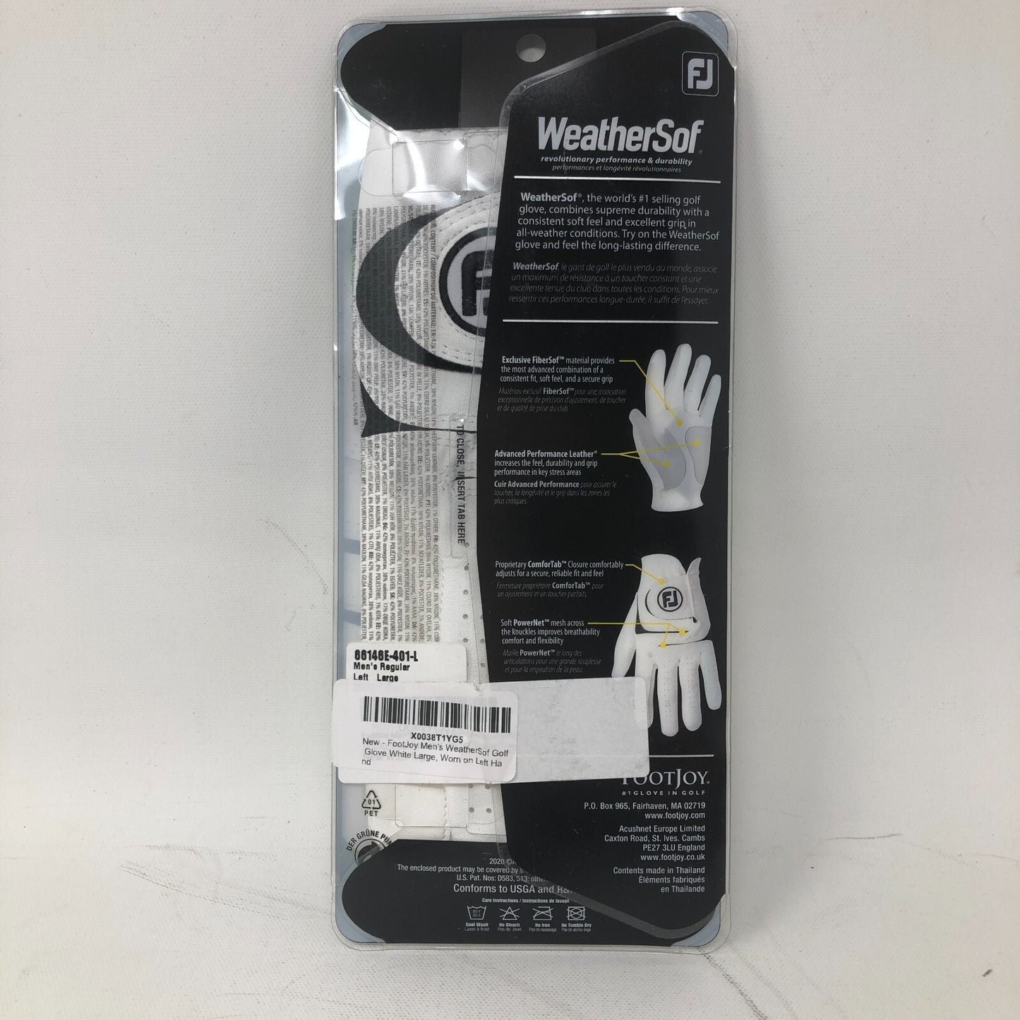 WeatherSof Men's Golf Glove: Large, Left Hand
