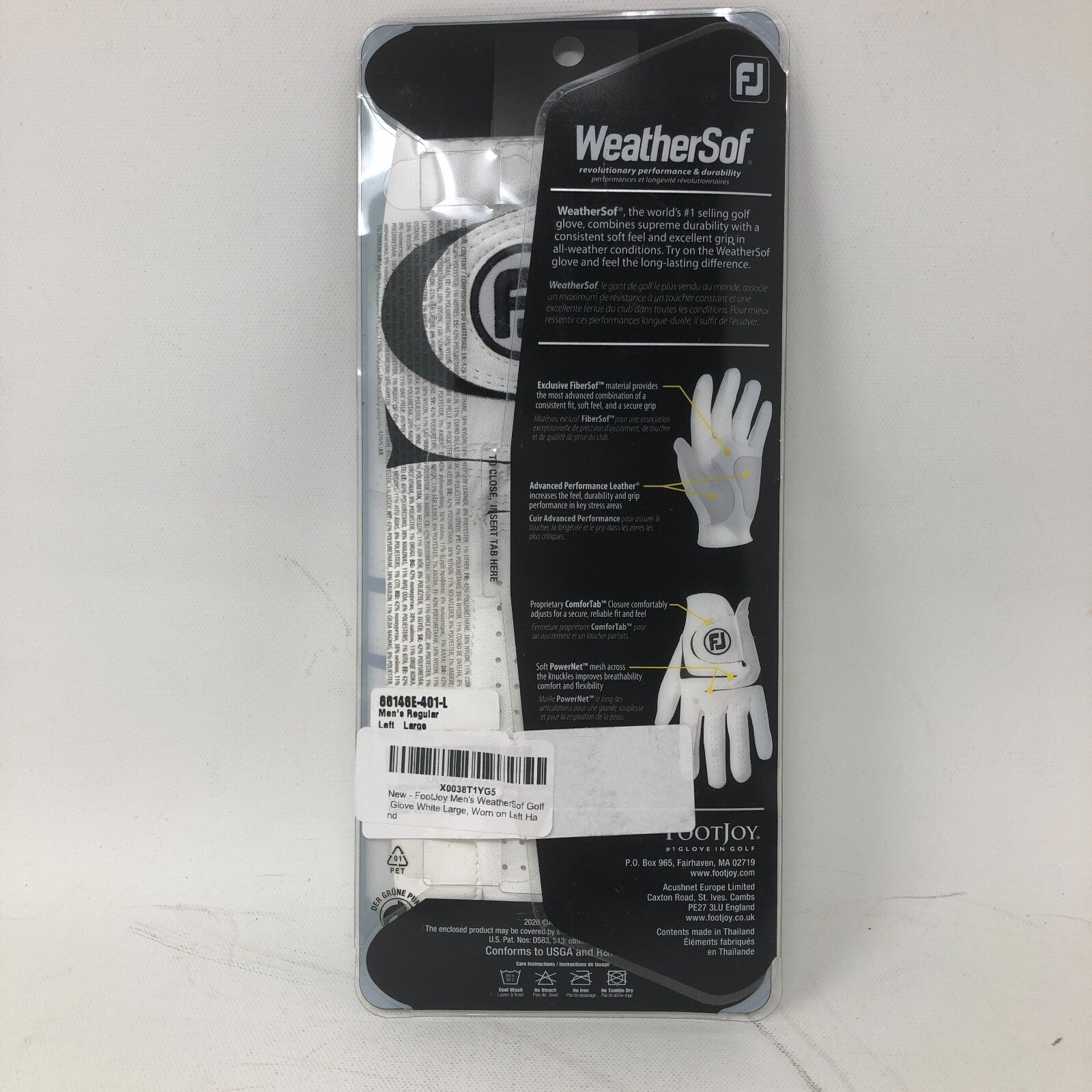 WeatherSof Men's Golf Glove: Large, Left Hand