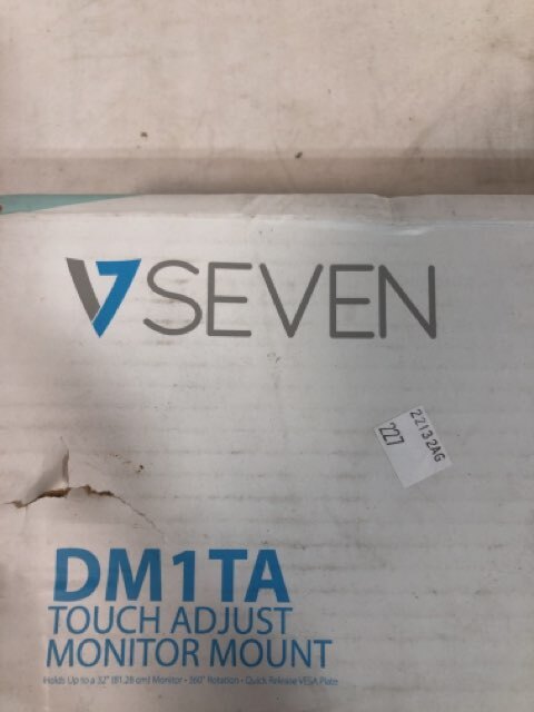V7 Seven DM1TA-1N-1E Touch Adjust Monitor Mount Quick Release VESA Plate Black