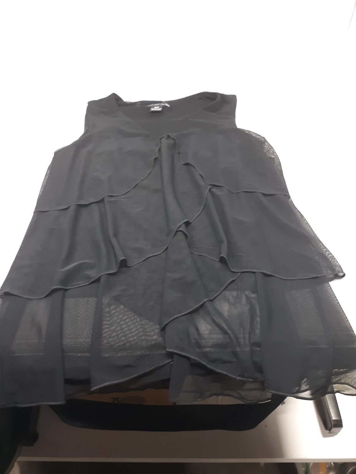 Michael Tyler Chic Tank Top Sheer Overlay Womens Small Black