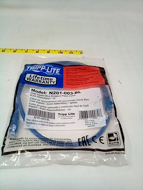 Tripp Lite (N201-003-BL) 3-Ft Blue Cat6 RJ-45 Male to RJ-45 Male Network