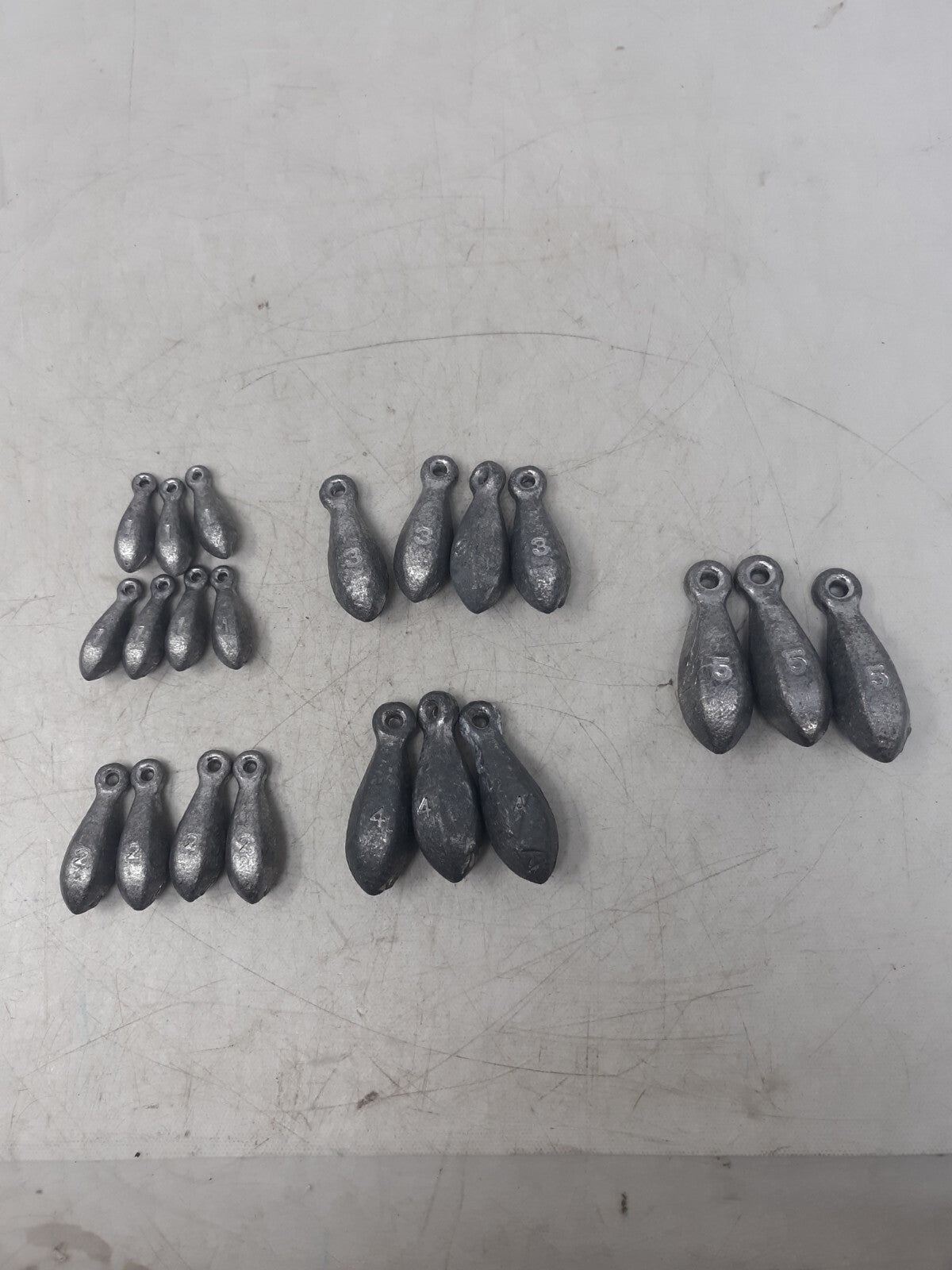 Assorted Teardrop Sinkers Lead Fishing Weights 1–5 oz Lot of 18