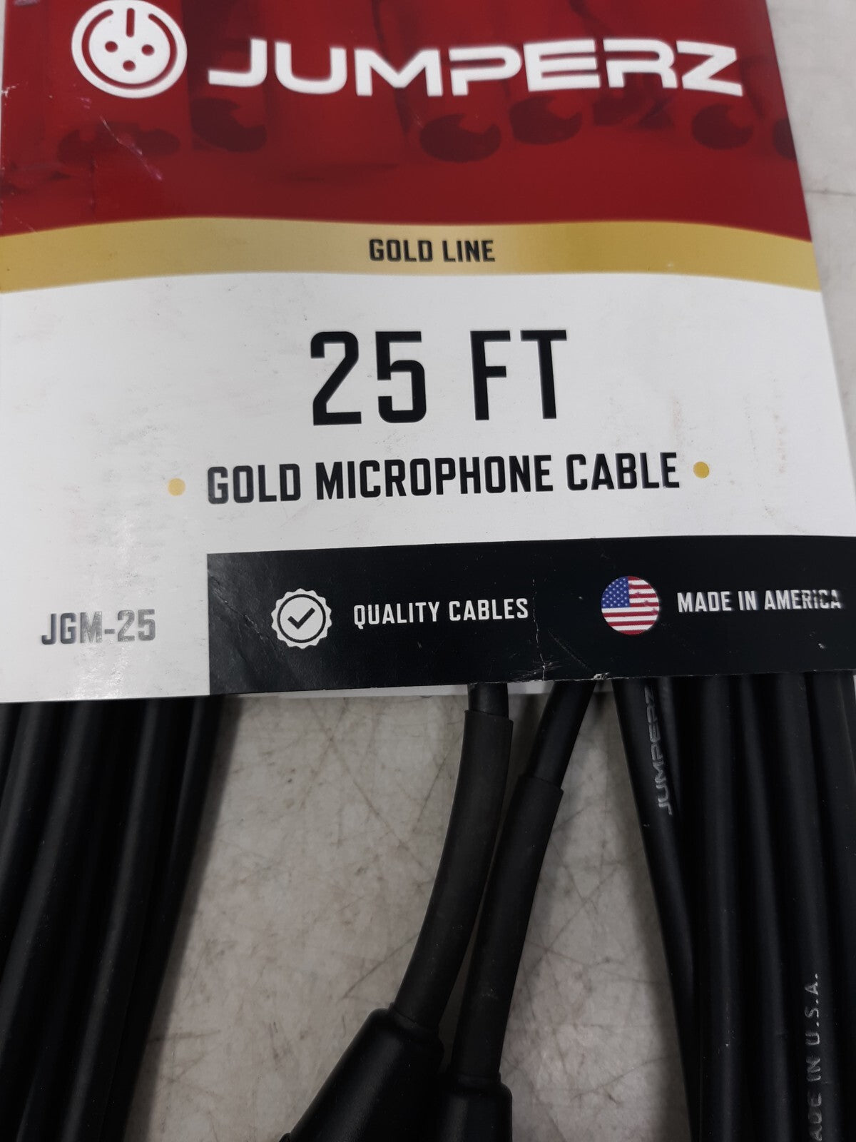 Jumperz JGM-25 25FT Gold Line XLR Microphone Cable - Made in USA