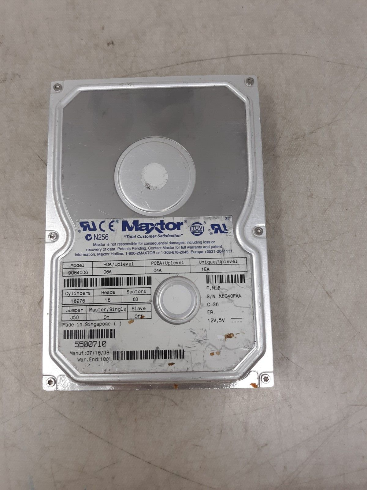 MAXTOR DiamondMax 4320 6.4GB 5.4k ATA 3.5" 90840D6 Hard Drive
