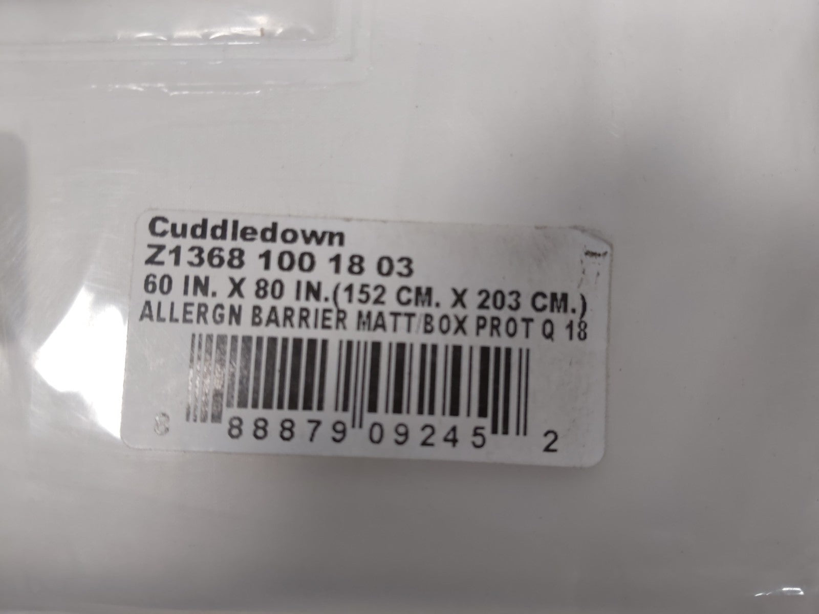 Cuddledown Allergen Protector Queen Size White  Mattress/Box Spring