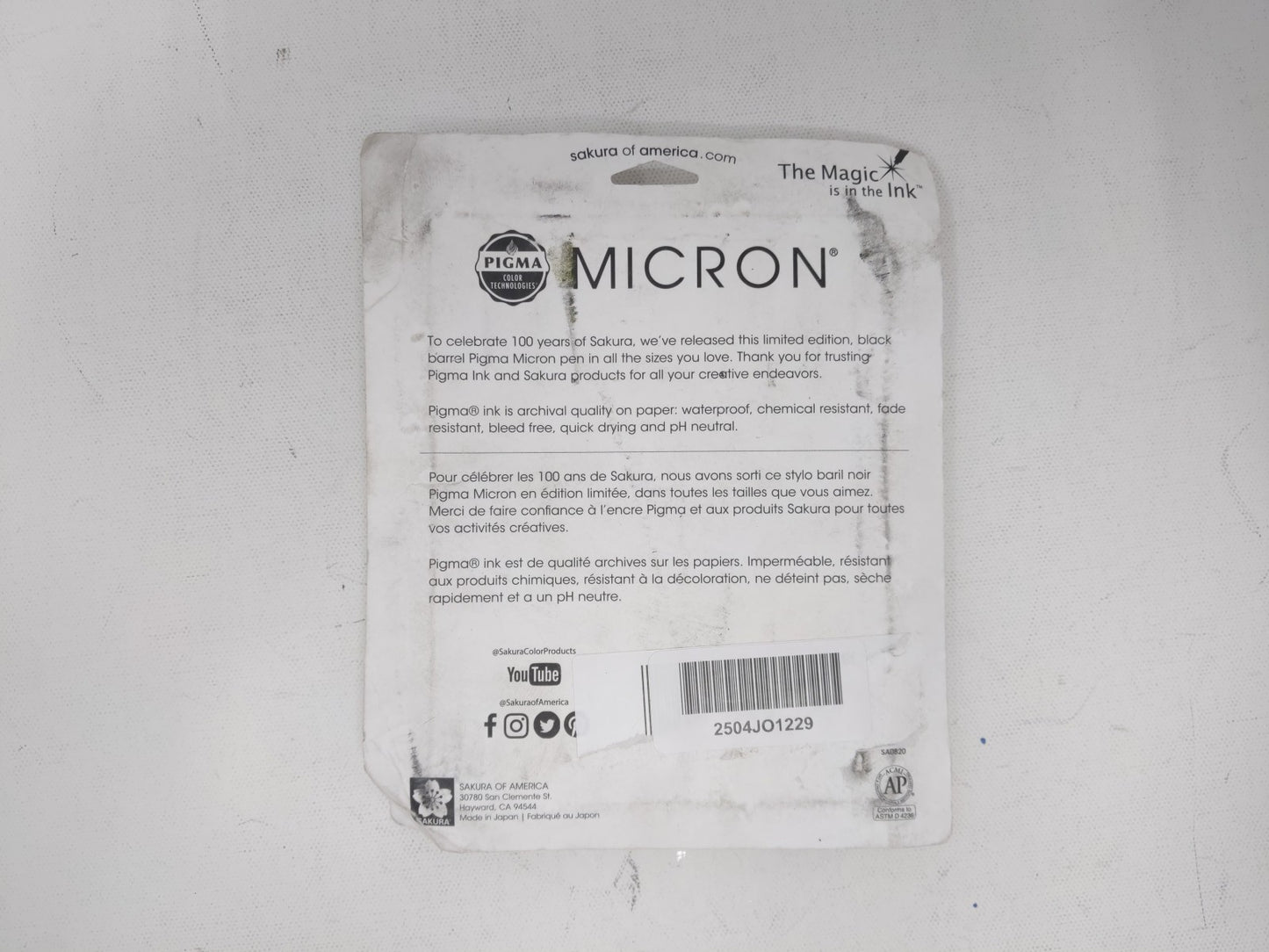 Micron Pigma Sakura 100th anniversary limited edition 10 pens Black Barrel Set