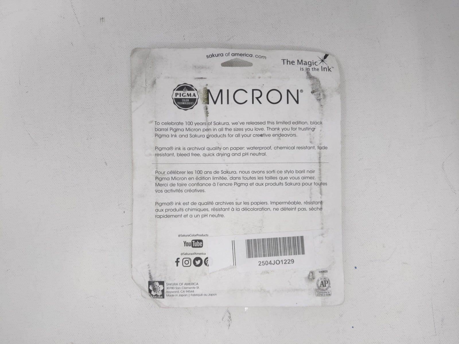 Micron Pigma Sakura 100th anniversary limited edition 10 pens Black Barrel Set