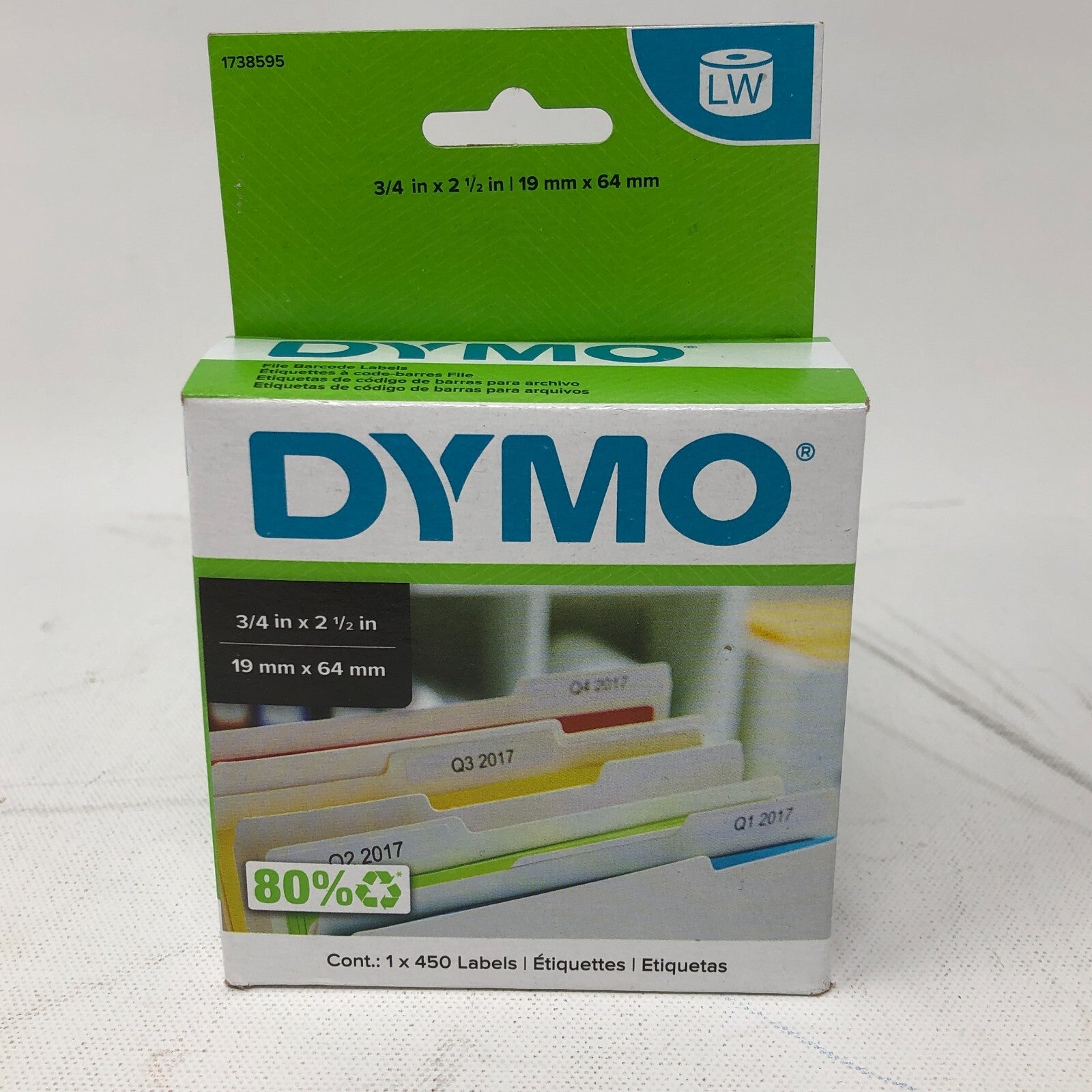 Dymo File Labels Roll (450 Labels per Roll): 1738595 - 3/4 in x 2 1/4 in