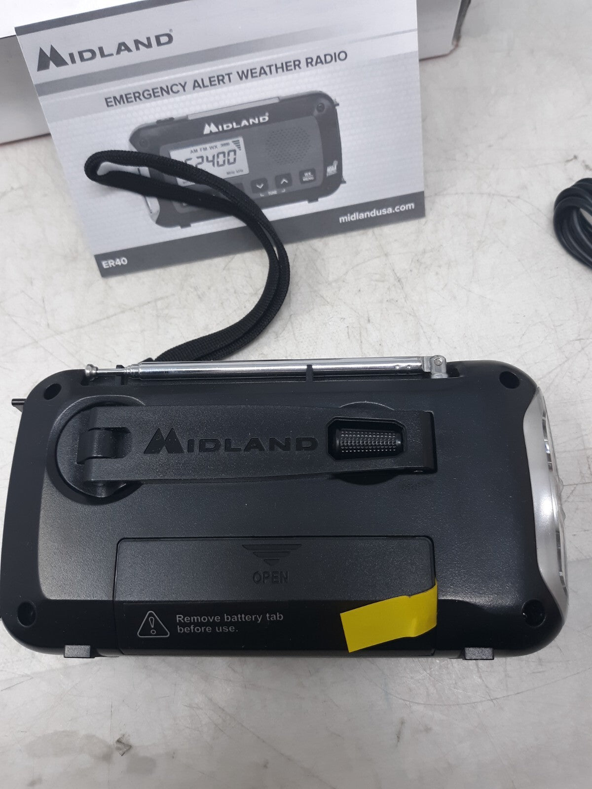 Midland ER40 Emergency Weather Alert Crank Radio AM/FM NOAA USB Charger Red