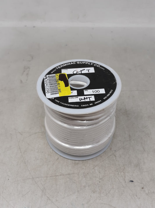 16 AWG Gauge GPT Wire Stranded Hook Up Wire White 100 ft 0.0508" 60 Volts