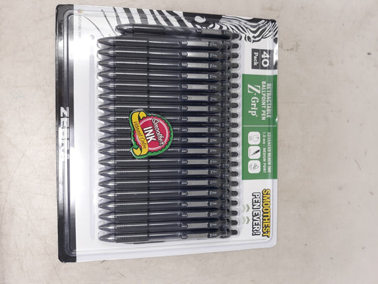 40 count Zebra Z-Grip Retractable Ballpoint Pen Black Ink Medium 1.0mm