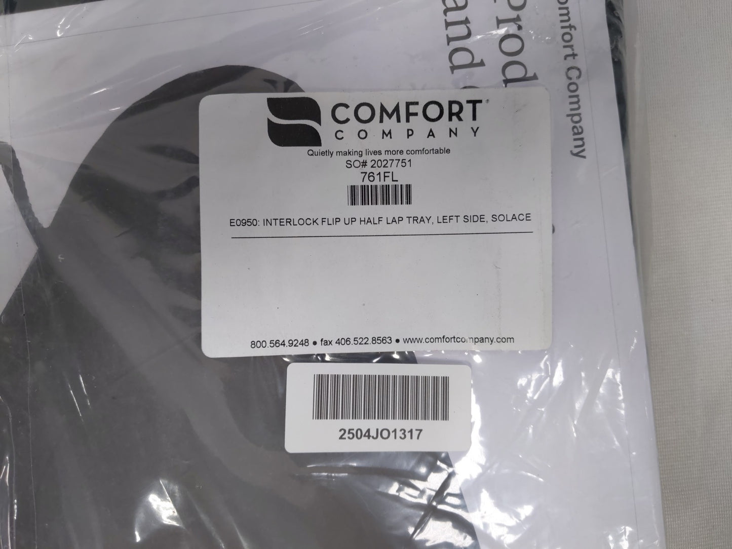 Comfort Company Interlock Flip-Up Half Lap Tray, Left Side, Solace (E0950 761FL)