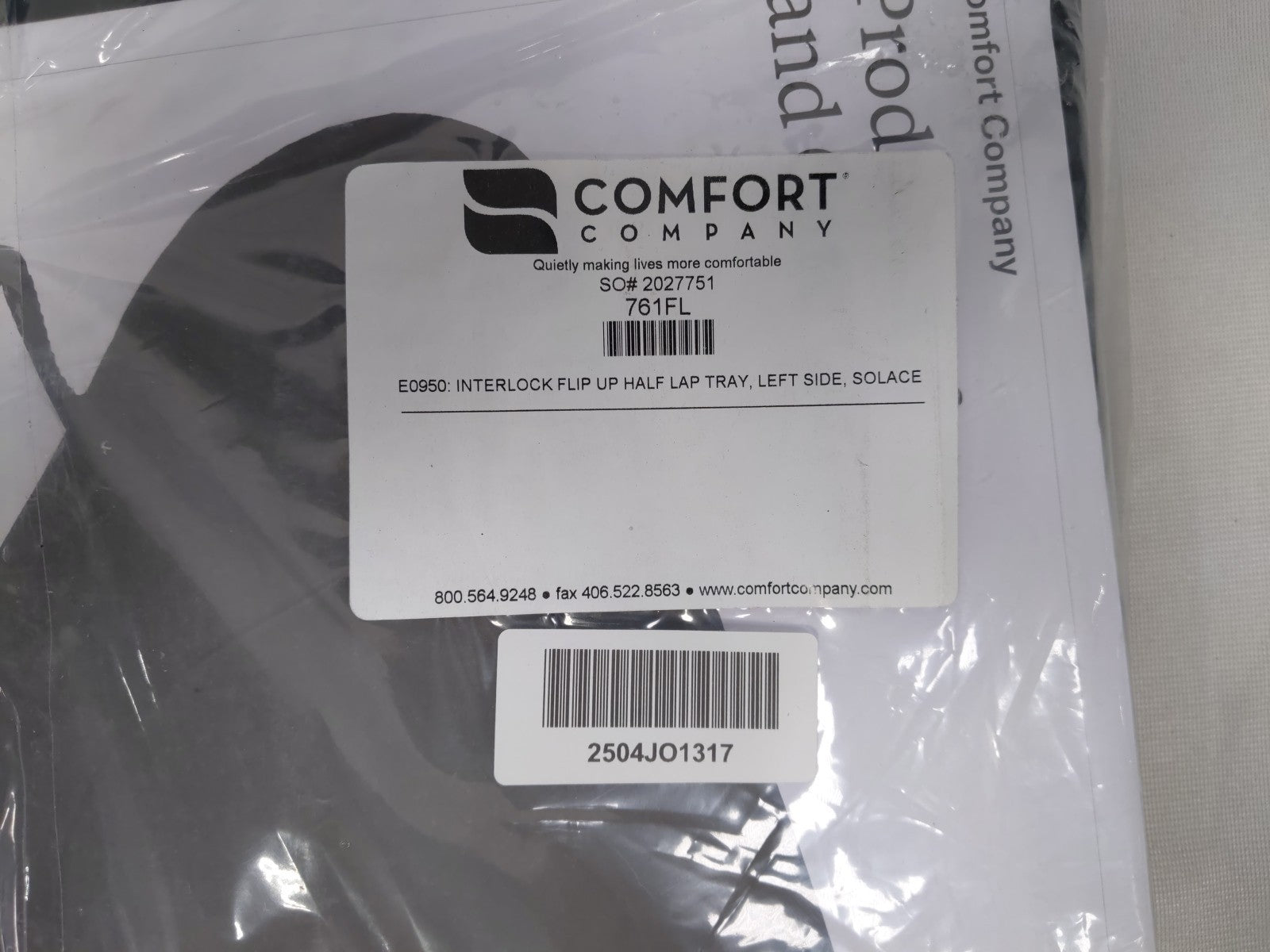 Comfort Company Interlock Flip-Up Half Lap Tray, Left Side, Solace (E0950 761FL)