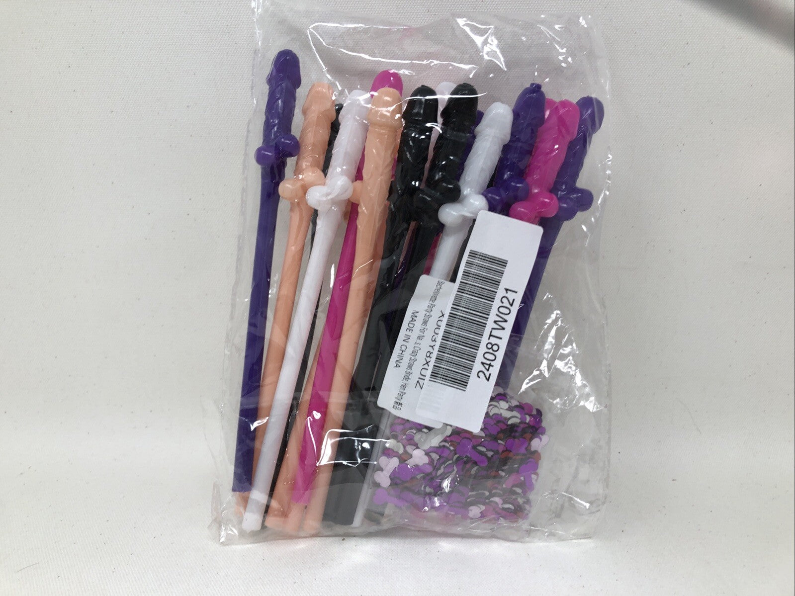 Bachelorette Drinking Straws W/ Confetti Multi Colored 20ct