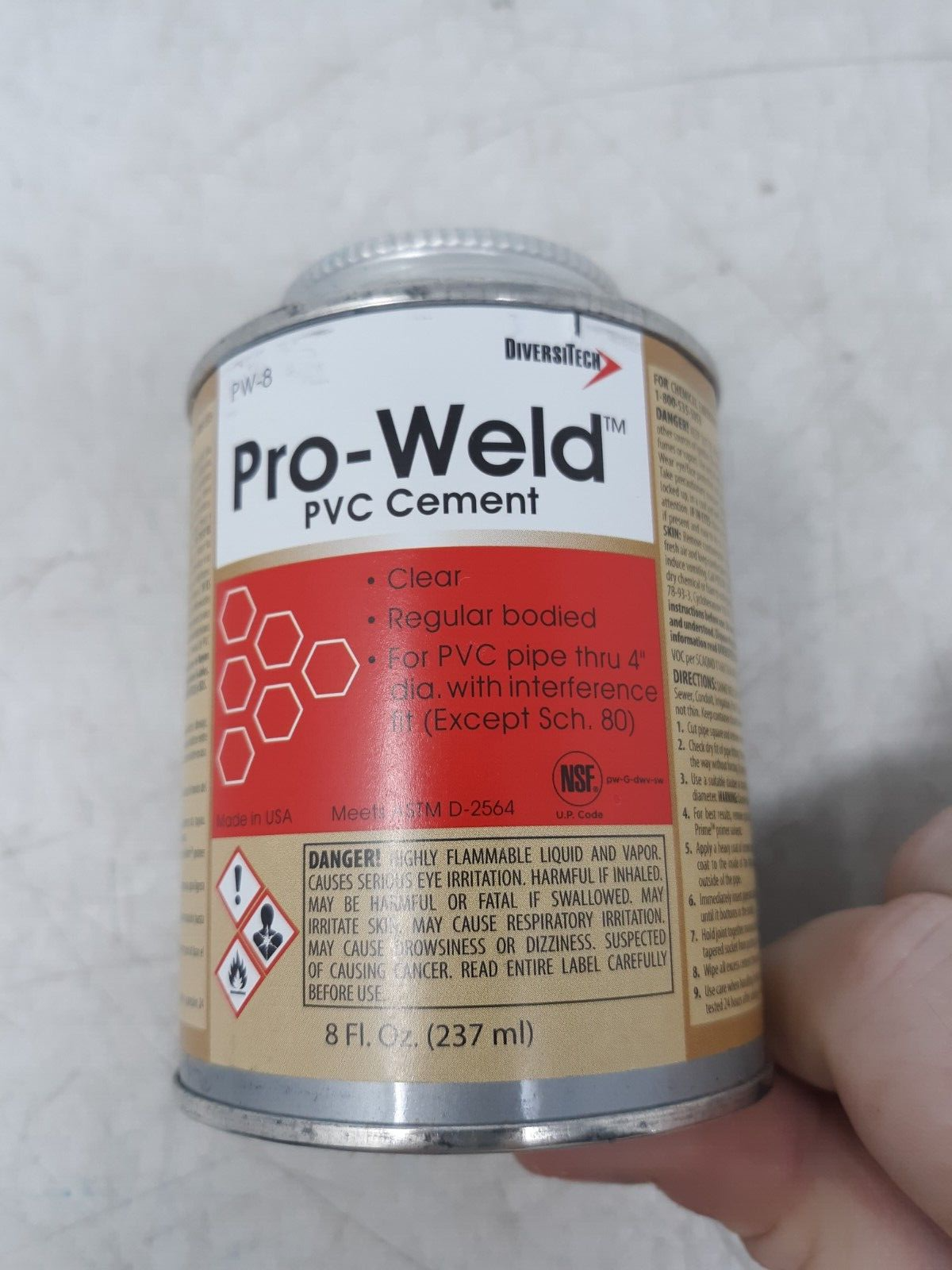 DiversiTech Pro-Weld PVC Cement Clear Regular Bodied 8 fl oz
