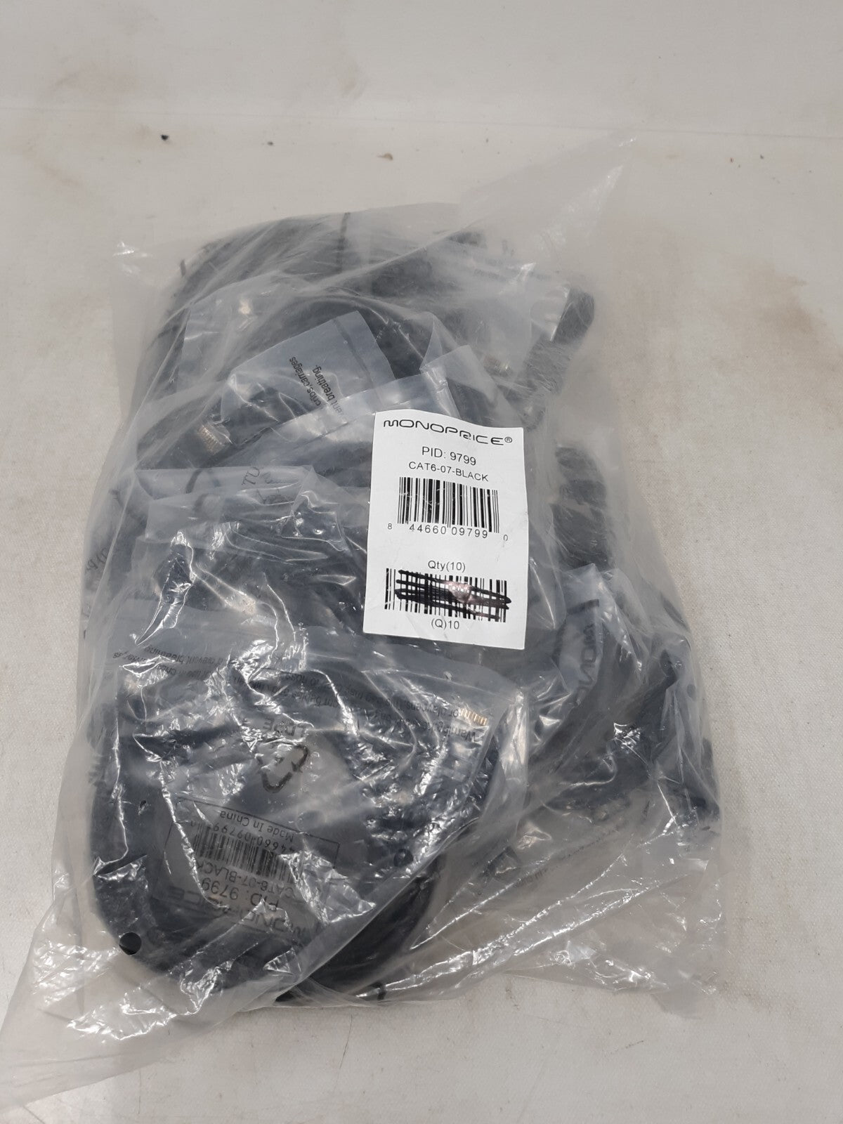 Monoprice Cat6 7ft Black 12-Pk Patch Cable UTP 24AWG 550MHz Lot of 10