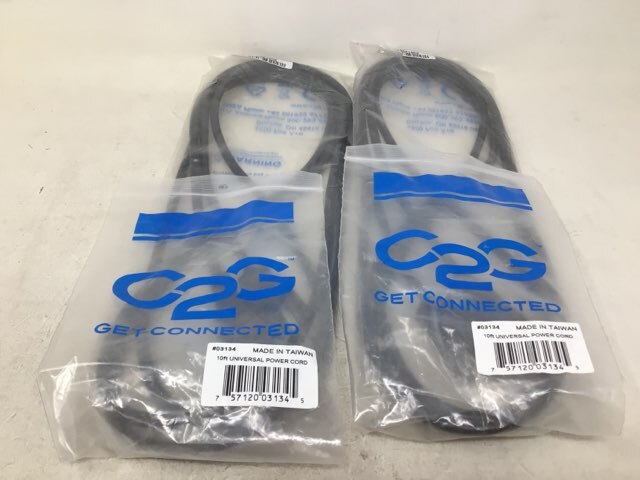 C2G 10ft 18 AWG Universal Power Cord NEMA 5-15P to IEC320C13 Black Pack of 2