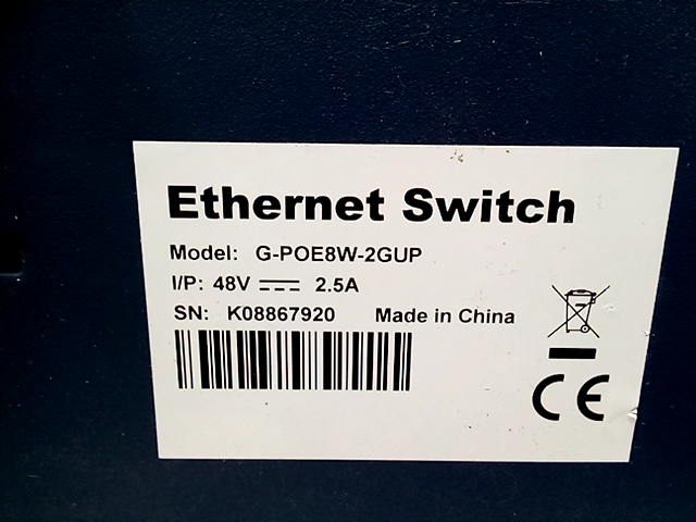 Ethernet Switch G-POE8W-2GUP, 48V 2.5A