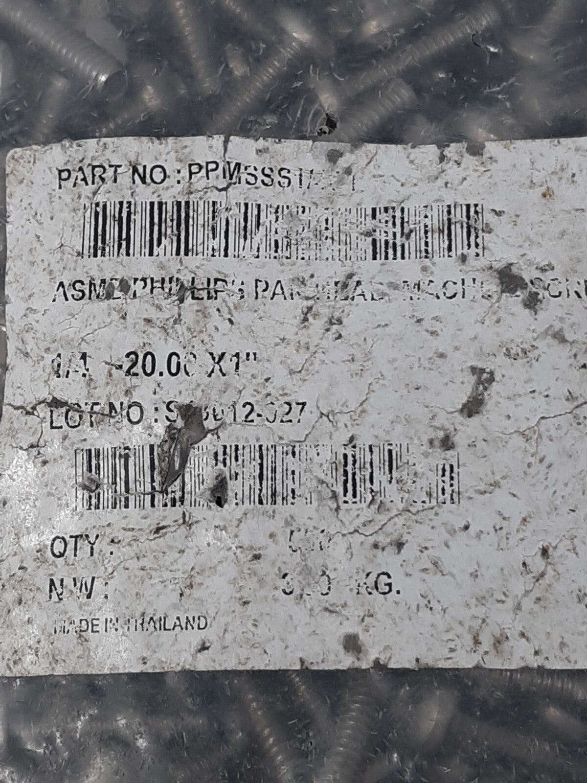 1/4-20 x 1" Phillips Pan Head Machine Screws Stainless Steel – Bulk Bag (~3kg)