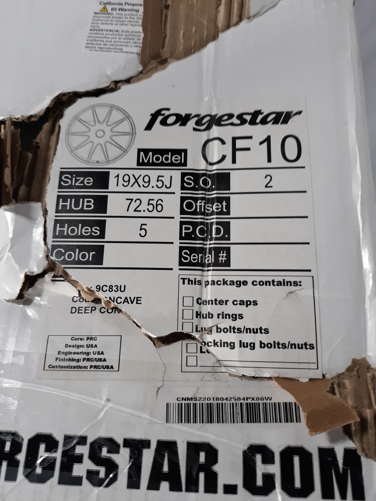 Forgestar F20399565P29 19X9.5 CF10 Series, 5X114.3, Anthracite