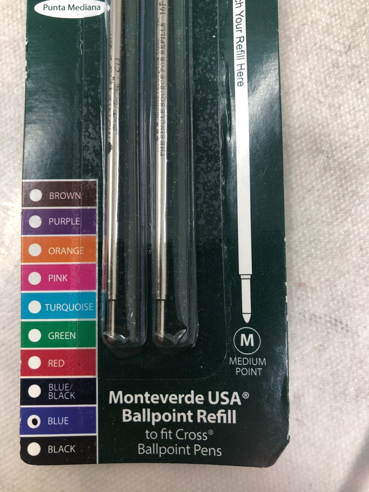 Monteverde Ballpoint Refill Blue Medium Point Fits Cross Ballpoint Pens C132