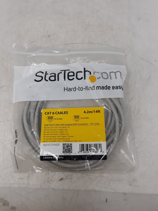 StarTech Cat6 Ethernet Cable 14ft Gray RJ45 Snagless Network Patch Cord N6PATCH1
