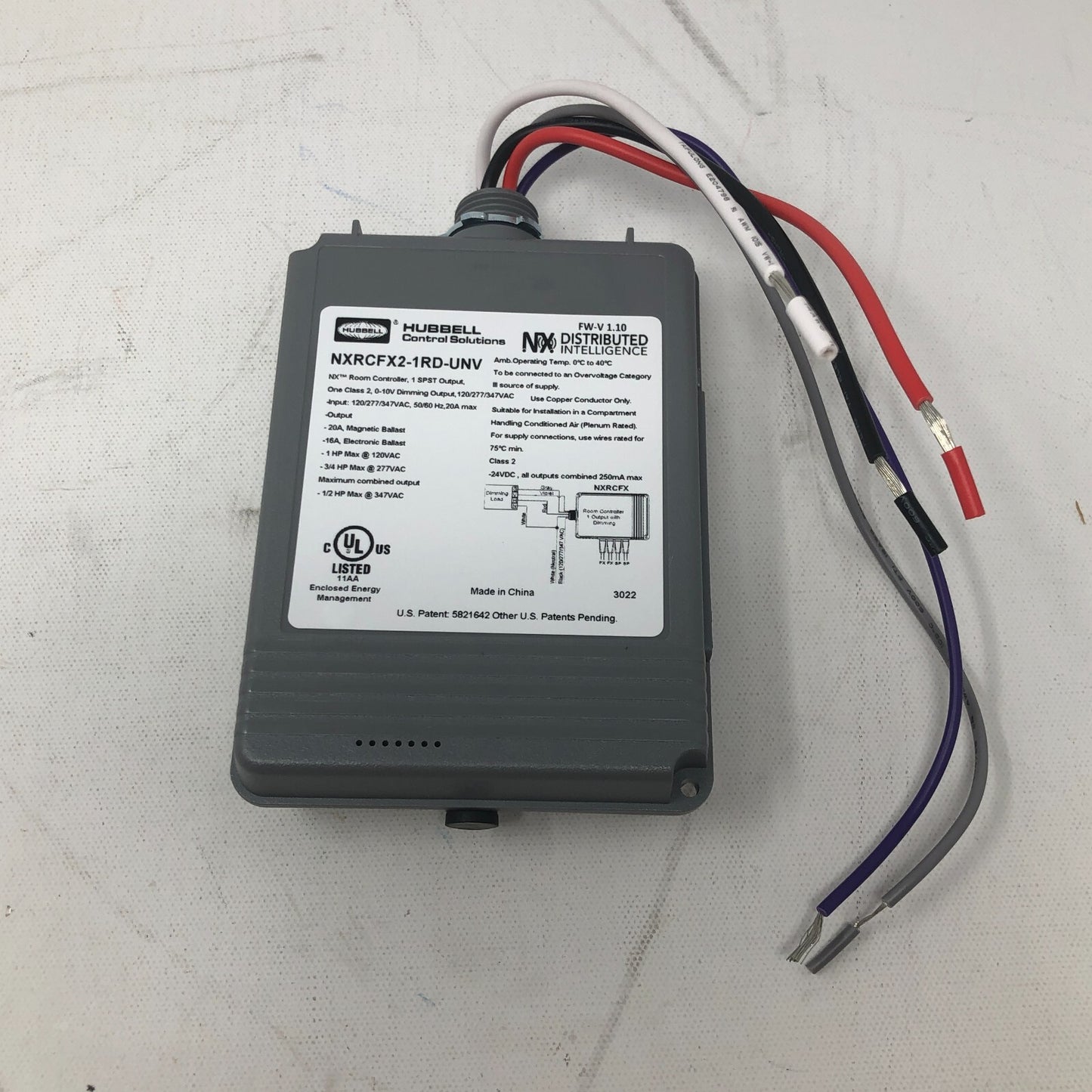 Hubbell Control Solutions: NX Room Controller (NXRCFX2-1RD-UNV)