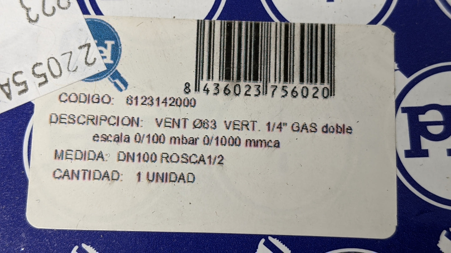 Mei All Stainless Steel Low Pressure Gauge - 1/4in - 0/100mbar - 6123142000