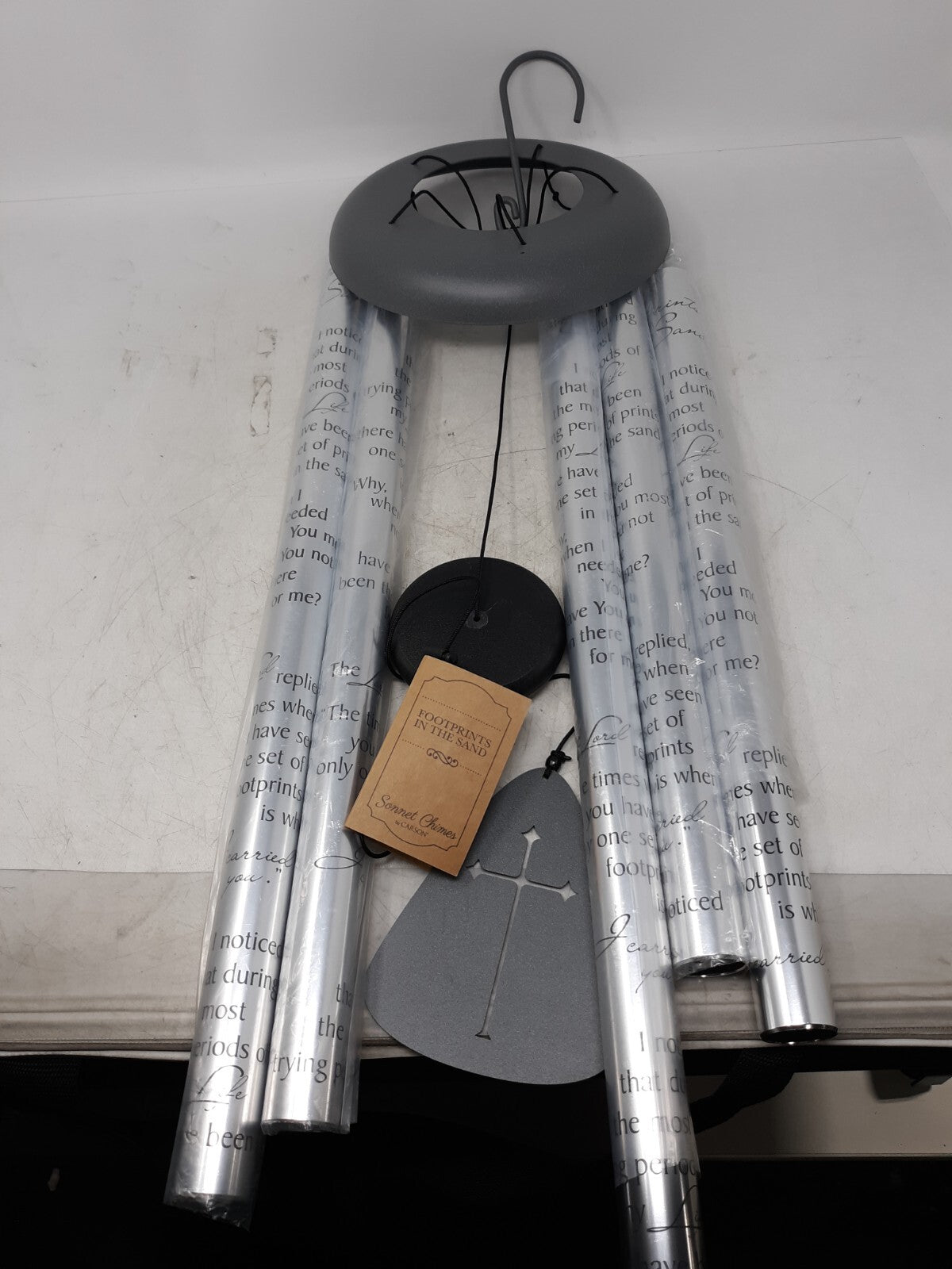 Carson Sonnet Wind Chime 44" Footprints in the Sand Aluminum Tubes