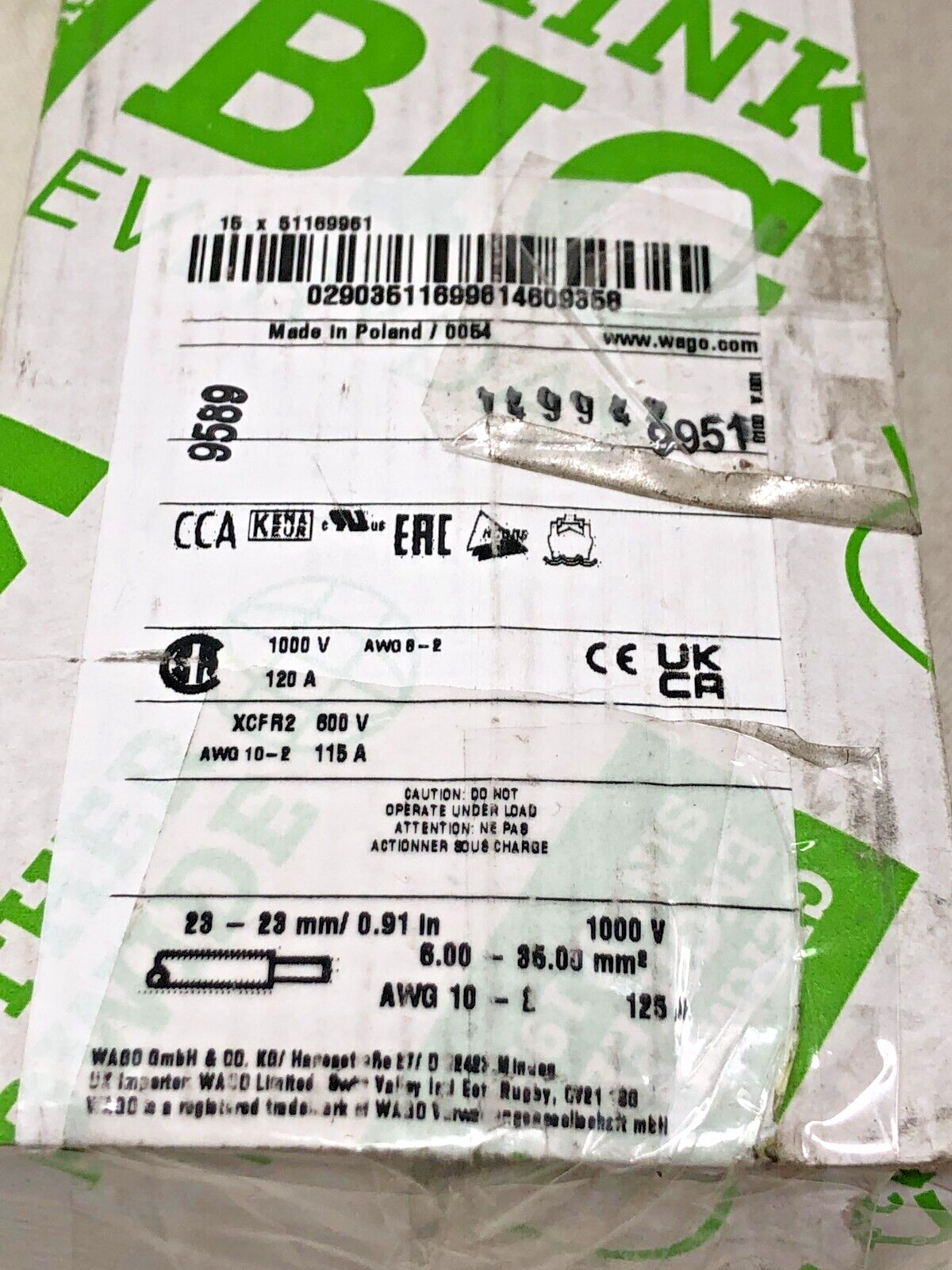 10 pcs WAGO 285-635 51169961 Through Clamp 6-35mm2 Clamp Connector NEW VAT