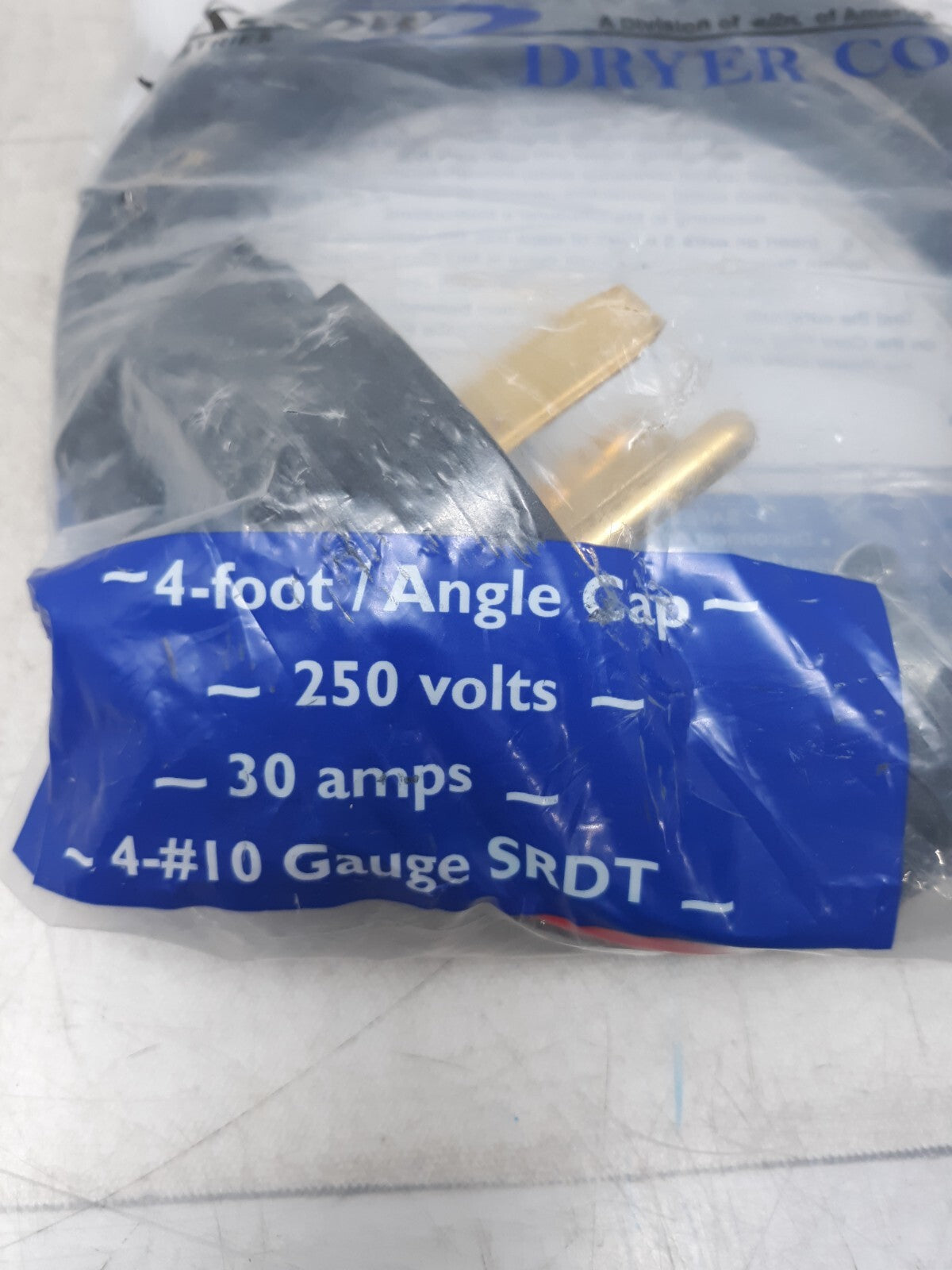 Arrow Industries 30 Amp Dryer Cord Kit 60-56A 6 Ft Angle Cap 4-#10 Gauge