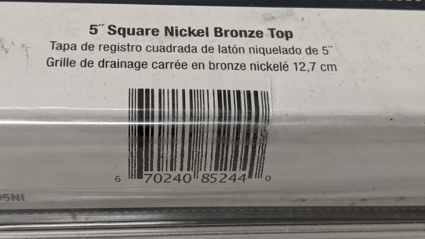 Zurn - Light Commercial Modular Square Drainage - 5in - Nickel Top - LC-FS05NI