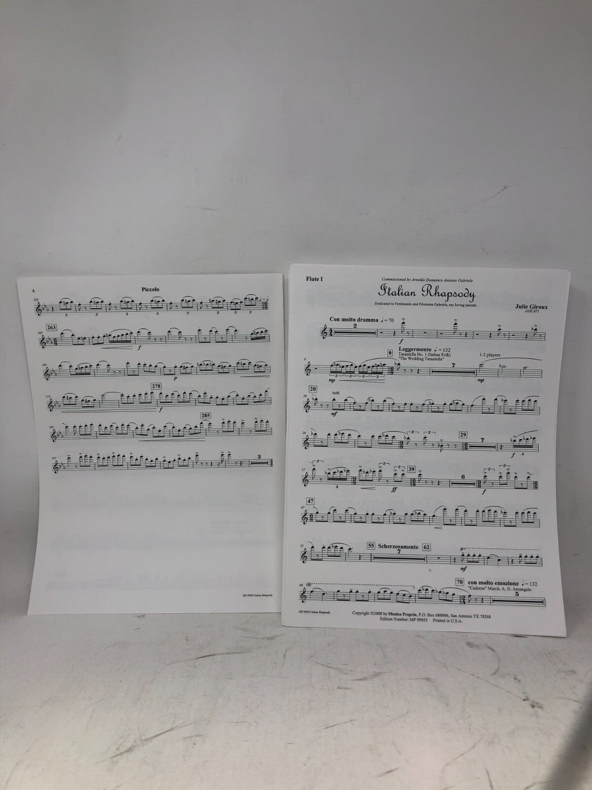 Julie Giroux - "Italian Rhapsody" Sheet Music ~ Concert Band Oversize Score