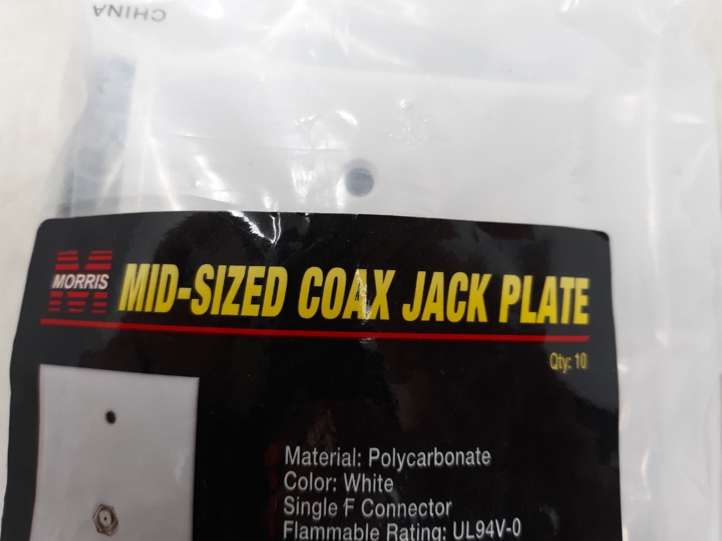 Lot of 10 Morris 87511 Midsize Single F Connector Wall Plate, White