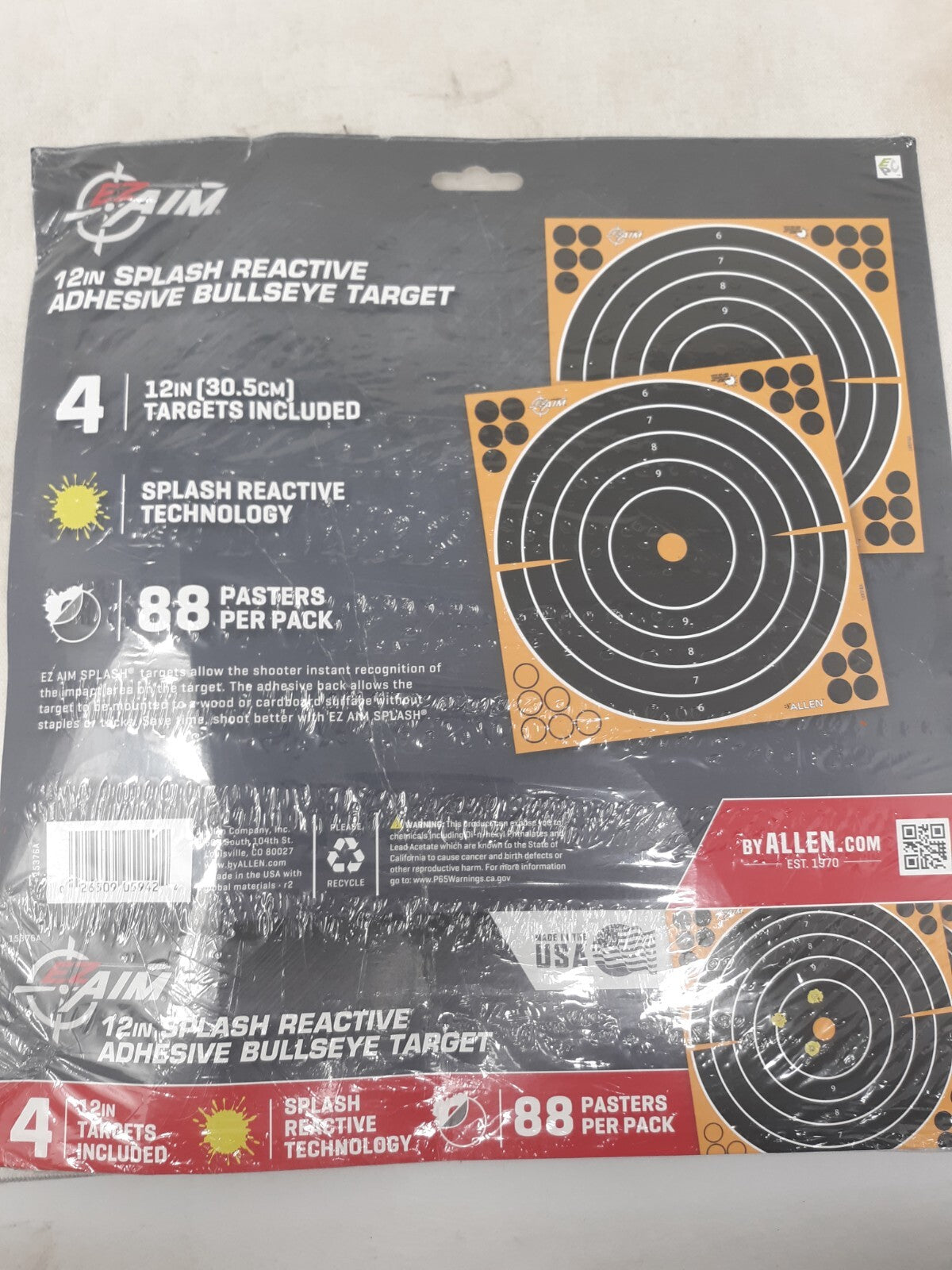 Allen EZAIM Adhesive Splash 12 Bullseye 4Pk