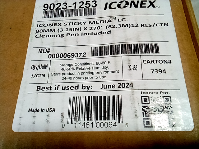 Iconex sticky media lc printer rolls - 12 rolls/carton, 3.15" x 270', Cleaning P
