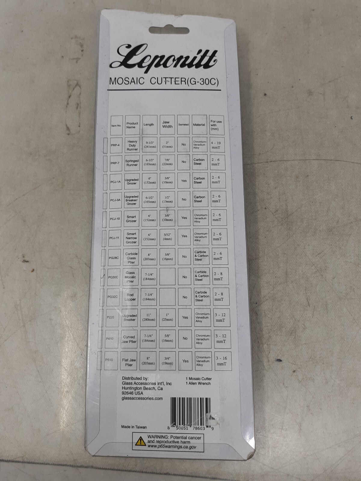 Leponitt G30C Wheeled Glass Nipper -Stained Glass Mosaic Tile Cutter