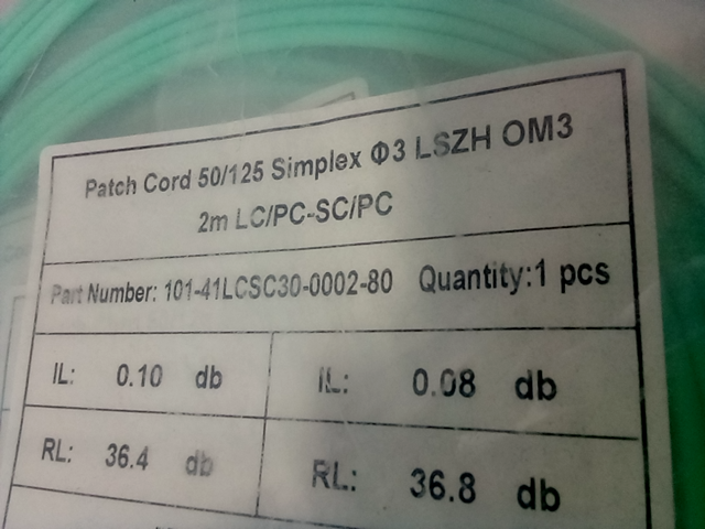 Patch cord 50/125 simplex lszh om3 2m pack