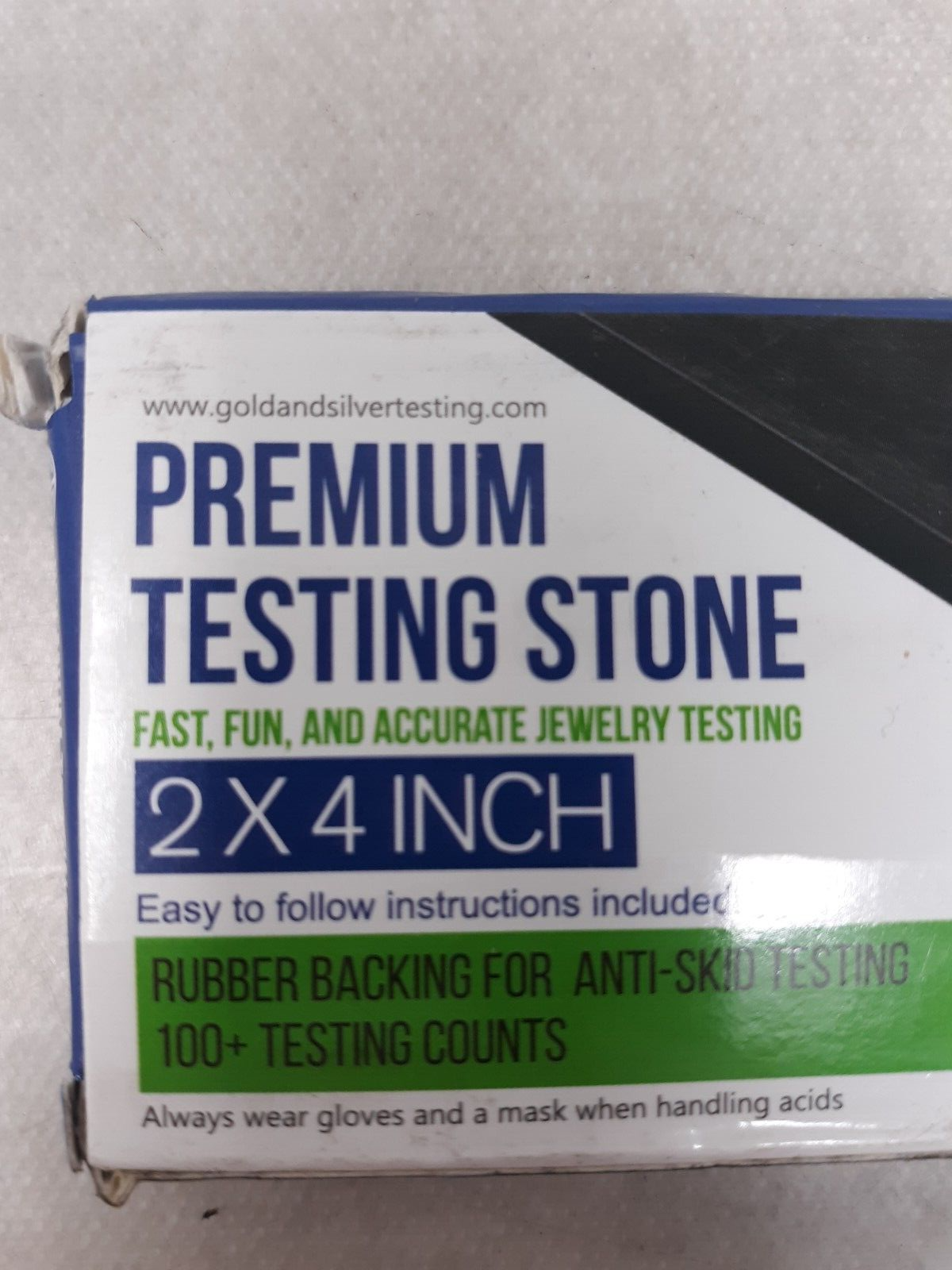 Premium 2x4 Jewelry Testing Stone for Gold, Silver, Platinum – Anti-Skid Backing