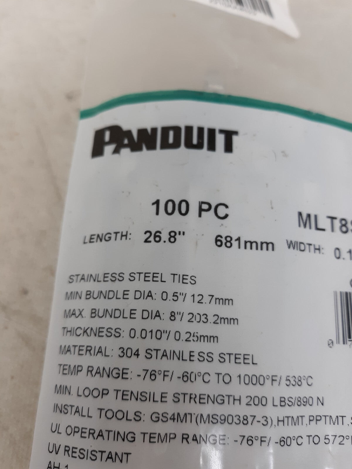 Panduit Mlt2s-Cp 7.9" L Extra Heavy Duty Cable Tie Pk 100