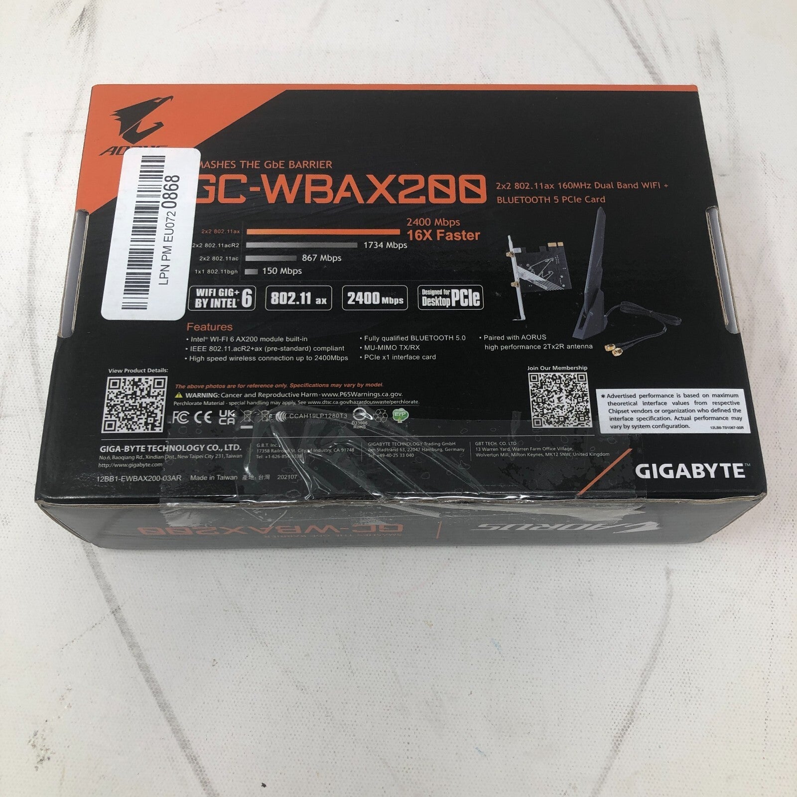 Aorus Dual Band WiFi Expansion Card: GC-WBAX200