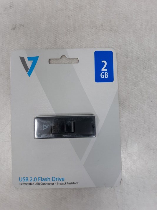 V7 2GB USB 2.0 Flash Drive with Retractable USB Connector - VF22GAR-3N, Black
