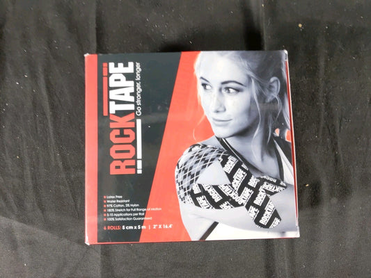 Rock Tape Standard Black Tape Roll Kinesiology Sports Recovery 2" X 16.4' New x6