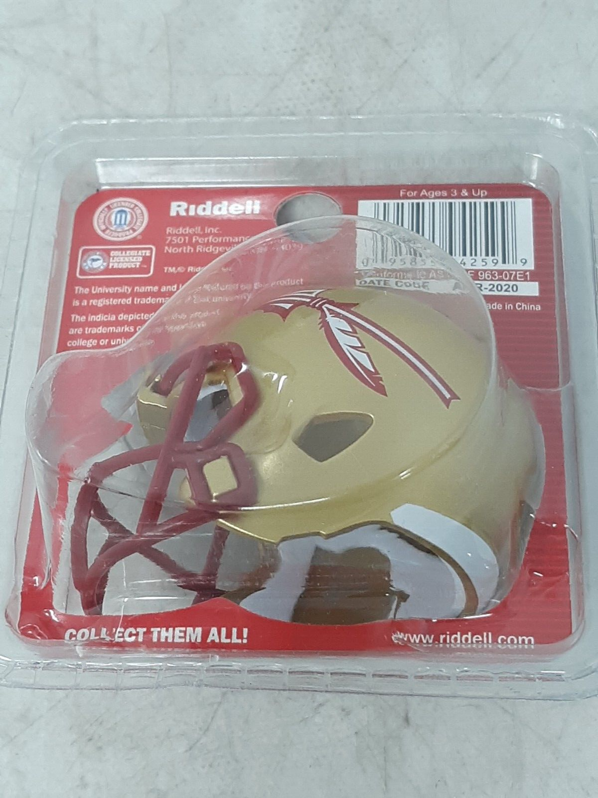 Riddell NCAA Pocket Size Helmet Florida State Seminoles Gold Mini Collectible