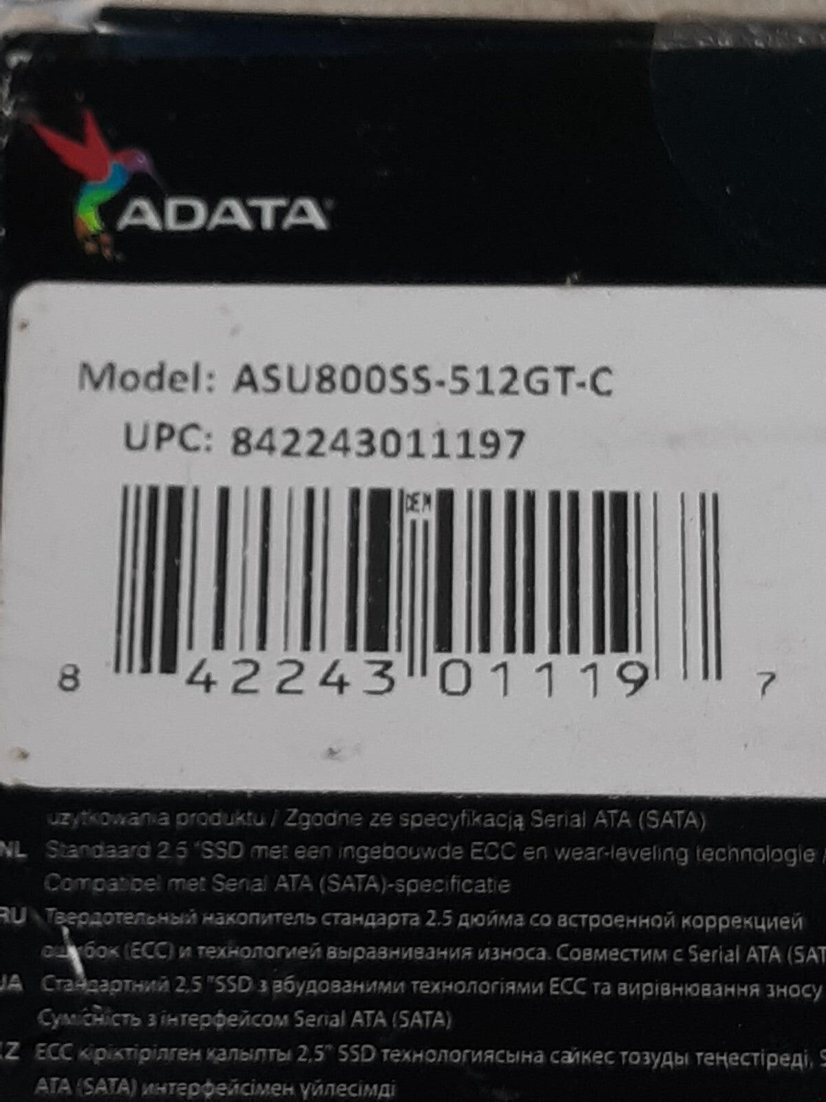 ADATA Ultimate SU800 512GB 2.5" SATA III Internal SSD (ASU800SS-512GT-C)
