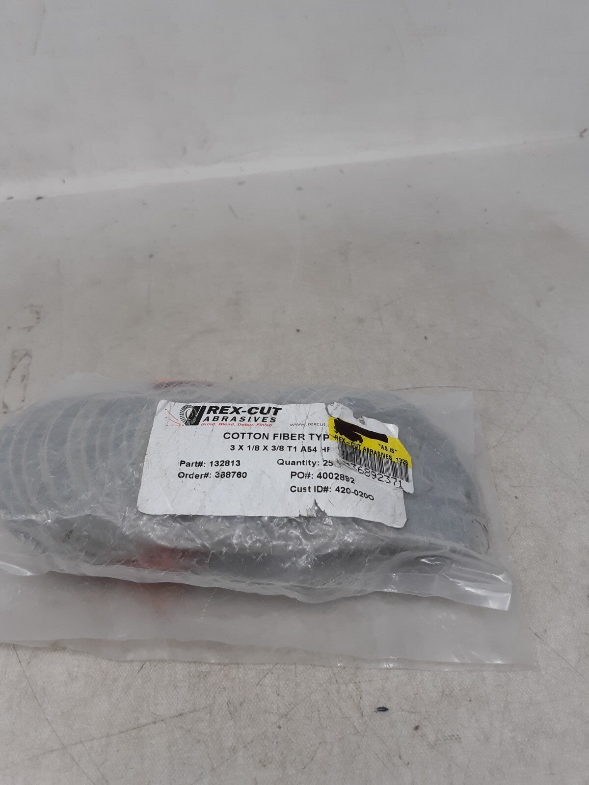 Pack of 25 Rex Cut 132813 Cotton Fiber  CutOff Wheel 3 x 1/8 x 3/8 T1 A54 HFX