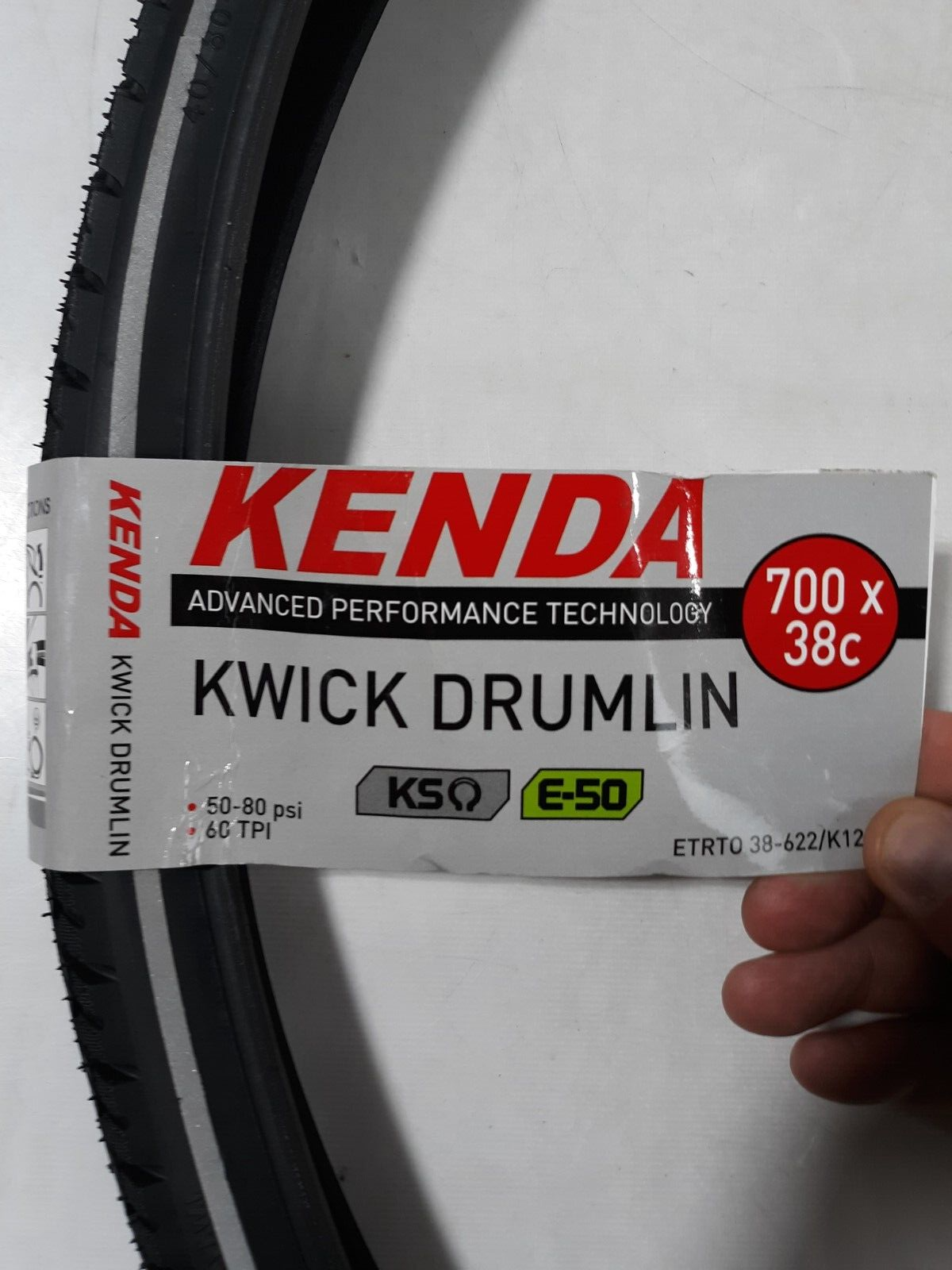 Kenda Kwick Drumlin Tire - 700 x 38, Clincher, Wire, Black/Reflective, 60tpi