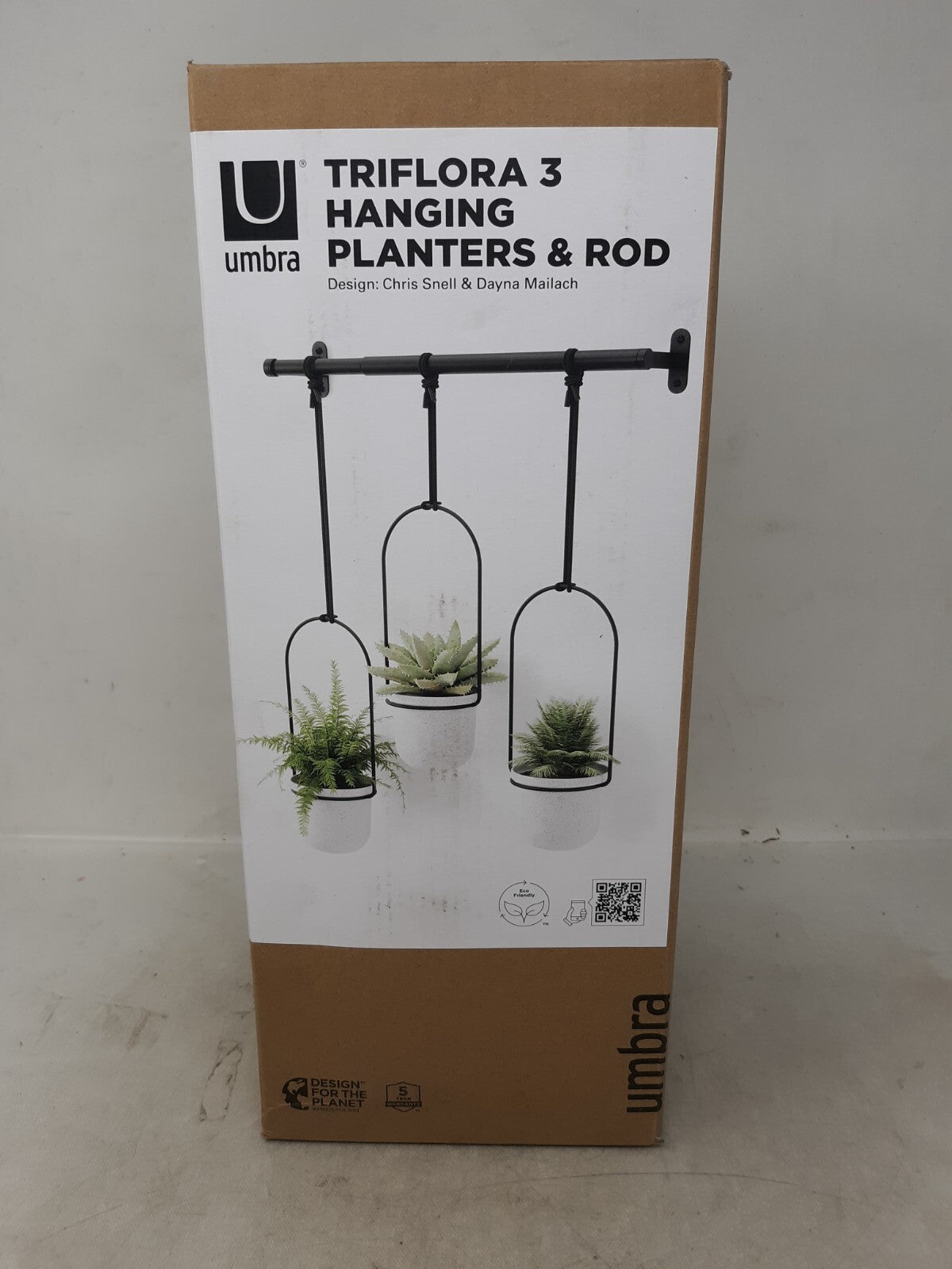 Umbra 1011748-660 Triflora Hanging Planter for Window, Indoor Herb Garden, White